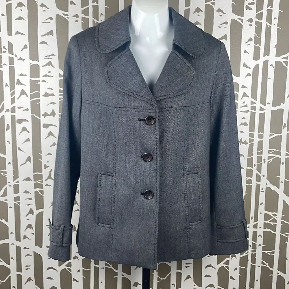 Pendleton 100% Virgin Wool Peacoat Blazer Herringbone Stripe 12